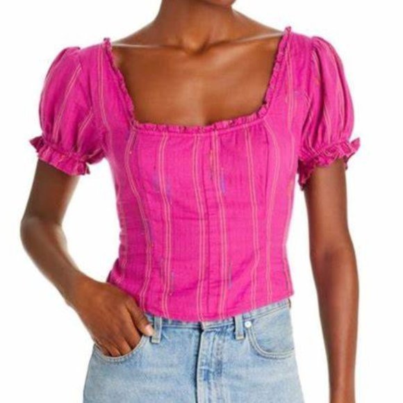Tops Free People Small Serotonin Cotton Corset Top In Raspberry